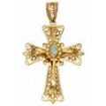 Kreuz-Anhänger FIRETTI "Schmuck Geschenk Gold 375 Halsschmuck Anhänger Halskette Kreuz", gold (gelbgold, 375, weiß, weiß), Schmuckanhänger, Damen, Gelbgold 375, 2,95 g, mit Opal