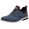 Slip-On Sneaker RIEKER, Herren, Gr. 40, blau (blau, braun), Lederimitat, Textil, kontrastfarbene Details, sportlich, Schuhe, Schlupfschuh, Halbschuh, Freizeitschuh mit Prägung