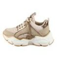 Plateausneaker BUFFALO "BINARY QUILT", Damen, Gr. 40, beige (beige metallic), Lederimitat, modisch, Schuhe, Chunky-Schnürer, Freizeitsneaker, Halbschuh mit Metallic-Akzenten