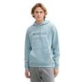 Hoodie TOM TAILOR DENIM, Herren, Gr. M, light grau mint, Sweatware, Obermaterial: 70% Baumwolle, 30% Polyester, bedruckt, casual, Langarm Bündchen, Sweatshirts, mit großem Logoprint