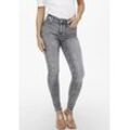 Skinny-fit-Jeans ONLY "ONLPOWER MID PUSH UP SK AZG937" Gr. M (38), Länge 32, grau (grau denim), Damen, Denim/Jeans, Obermaterial: 92% Baumwolle, 6% Polyester, 2% Elasthan, Abriebeffekte, Jeans