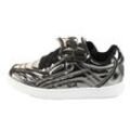 Plateausneaker BUFFALO "LIBERTY SOCCER vegan", Damen, Gr. 37, silber (silberfarben), Lacklederimitat, glänzend, metallic, sportlich, Schuhe, Schnürschuh, Halbschuh, Freizeitsneaker in Metallic-Optik