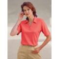 Poloshirt CLASSIC BASICS "Shirt", Damen, Gr. 44, rot (korallenrot), 60% Baumwolle, 40% Polyester, unifarben, V-Ausschnitt, Kurzarm, Shirts