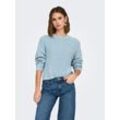 Rundhalspullover ONLY "ONLLUNA LS O-NECK PULLOVER KNT NCA", Damen, Gr. S (36), blau (cashmere blau), Strick, Obermaterial: 60% Baumwolle, 40% Polyacryl, unifarben, modisch, Rundhals, Langarm, Pullover