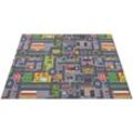 Kinderteppich PACO HOME "Bino 577", grau, B:160cm H:4mm L:220cm, Polyester, Teppiche, Kurzflor, Straßen-Spiel-Teppich, Kinderzimmer