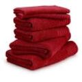 Handtuch Set MÖVE "New Classic", rot (ruby), 6 St., Walkfrottier, Walkfrottier, Obermaterial: 100% Baumwolle, Handtücher (Packung), Gäste-, Hand- und Duschtüchern, 100% bester Baumwolle (480 g/m²)