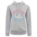 Hoodie ZWILLINGSHERZ Gr. LXL, grau (hellgrau), Damen, Sweatware, Obermaterial: 50% Baumwolle, 50% Polyester, unifarben, meliert, Sweatshirts, mit Kapuze, großer neonfarbener Backprint mit Pailettendetail