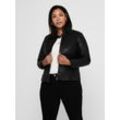 Lederimitatjacke ONLY CARMAKOMA "CARROBBER FAUX LEATHER JACKET NOOS", Damen, Gr. 44, schwarz, Web, Obermaterial: 100% Viskose, unifarben, casual, Langarm, Jacken