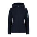 Strickfleecejacke CMP "KNITTED MELANGE HOODY WOMAN HOODY" Gr. 36, blau (b.blau, crist), Damen, Strick, Fleece, Obermaterial: 100% Polyester, unifarben, Jacken, Wärmend und