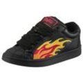 Sneaker BUFFALO "LIBERTY", Damen, Gr. 36, schwarz, flamme, Lederimitat, sportlich, Schuhe, Freizeitschuh, Schnürschuh, Halbschuh mit trendigem Flammenmotiv