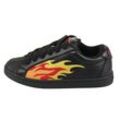 Sneaker BUFFALO "LIBERTY", Herren, Gr. 41, schwarz (schwarz, flamme), Lederimitat, sportlich, Schuhe, Freizeitschuh, Halbschuh, Schnürschuh mit Flammen-Motiv