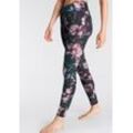 Leggings H.I.S Gr. 48/50, N-Gr, bunt (schwarz bunt gemustert), Damen, Single Jersey, Obermaterial: 95% Baumwolle, 5% Elasthan, bedruckt, Hosen, mit Blumendruck, Loungewaer