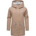 Outdoorjacke RAGWEAR "Urbanna Remake", Damen, Gr. L (40), beige (sand), Obermaterial: 100% Polyester (recycelt), Innenfutter: 100% Polyester (recycelt), casual, lässig geschnitten Po-bedeckend, hoch geschlossener Ausschnitt, Langarm Ärmel ohne Ärmelschlitz normaler Saum, Jacken, Wasserdichte Übergangsjacke aus recycelten Materialien