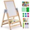 Vevor - Kunststaffelei für Kinder, 2-in-1-Kunststaffelei aus Holz, doppelseitig, mit magnetischem Whiteboard und Kreidetafel, verstellbares,