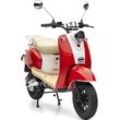 E-Motorroller NOVA MOTORS "eRetro Star Li", rot (rot, beige), Elektromotorroller, bis zu 40 km Reichweite, härteverstellbare Dual-Stoßdämpfer hinten