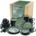 Kombiservice CREATABLE "Nordic Fjord", grün, 30 tlg., Steinzeug, Geschirr-Sets, je 6 Speiseteller, Suppenteller, Dessertteller, Schalen, Kaffeebecher