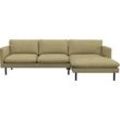 Ecksofa FLEXLUX "Bolzano", gelb (mustard gelb), B:261cm H:61cm T:165cm, 62% Polyester, 17% Cotton, 14% Viscose, 7% Linen, Sofas, Sitzaufbau mit Kaltschaum & Stahl-Wellen, loose Sitz -& Rückenkissen