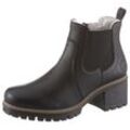 Chelseaboots RIEKER, Damen, Gr. 41, schwarz, Lederimitat, unifarben, klassisch, Schuhe, Stiefelette, Boots, Blockabsatz, mit Struktur am Obermaterial, Topseller