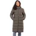 Daunenmantel JACK WOLFSKIN "FROZEN PALACE COAT W" Gr. L (42/44), braun (cold coffee), Damen, Obermaterial: 100% Polyester. Futter: 100% Polyester. Füllung: 90% Entendaune, 10% Federn, Mäntel, mit Kapuze