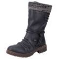 Winterstiefel RIEKER, Damen, Gr. 37, schwarz, Textil, Lederimitat, klassisch, Schuhe, Winterboots, Blockabsatz, TEX-Membran, mit gestricktem Schaftrand, Topseller