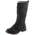 Schnürstiefel RIEKER, Damen, Gr. 40 (6,5), Normalschaft, schwarz, Nubuklederimitat, Filz, unifarben, Schuhe, Winterstiefel, Blockabsatz, Warmfutter, mit Tex-Ausstattung