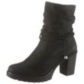 Winterstiefelette RIEKER Gr. 40, schwarz, Damen, Nubuklederimitat, Schuhe, Boots, Trichterabsatz, Warmfutter, mit gerafftem Schaft, Topseller