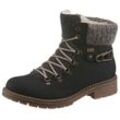 Winterstiefelette RIEKER Gr. 38, grau (nachtblau, grau), Damen, Nubuklederimitat, Textil, kontrastfarbene Details, Schuhe, Winterboots, Schnürboots mit Strickrand und Rieker-TEX, Topseller