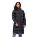 Daunenmantel JACK WOLFSKIN "FROZEN PALACE COAT W" Gr. XL (46), grau (phantom), Damen, Obermaterial: 100% Polyester. Futter: 100% Polyester. Füllung: 90% Entendaune, 10% Federn, Mäntel, mit Kapuze