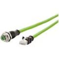 Metz Connect 142M2X25010 M12 Netzwerkkabel, Patchkabel CAT 6a S/FTP 1.00 m Grün PUR-Mantel, Säurebeständig, Ozonbeständig, UV-Beständig, Schleppkettenfähig,