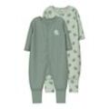 Schlafanzug NAME IT "NBMNIGHTSUIT 2P ZIP FF SEA ELEPHANT NOOS", Kinder, Gr. 62, sea foam, Jersey, Obermaterial: 100% Baumwolle, bedruckt, casual, regular fit knöchellang, Rundhals, Langarm, Homewear-Sets