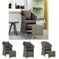 The Living Store - 2-tlg. Garten-Lounge-Set mit Kissen Grau Poly Rattan - Gartenmöbel-Sets - Grau