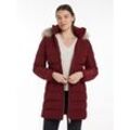 Steppmantel TOMMY HILFIGER "HERITAGE DOWN TYRA COAT WITH FUR", Damen, Gr. XS (34), rot (deep rouge), Web, Obermaterial: 100% Polyester. Futter: 100% Polyester. Wattierung: 70% Daunen, 30% Federn, unifarben, casual, regular fit, Mäntel, mit Fellimitat