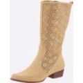 Stiefel HEINE, Damen, Gr. 35, beige (sand), Leder, Veloursleder, Rindsleder, modisch, Schuhe Cowboystiefel Sommerstiefel Reißverschlussstiefel