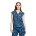 Blusentop BETTY & CO "Betty & Co Blusentop mit Print", Damen, Gr. 42, blau (dunkelblau, blau), Obermaterial: 100% Viskose., casual, figurumspielend normal, Kurzarm, Blusen