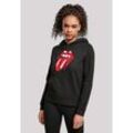 Kapuzenpullover F4NT4STIC "The Rolling Stones Zunge", Damen, Gr. L, schwarz, Obermaterial: 50% Baumwolle, 50% Polyester, casual, relaxed fit, Pullover, Premium Qualität