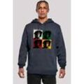 Kapuzenpullover F4NT4STIC "Bob Marley Reggae Music Colour Blocks", Herren, Gr. M, blau (navy), Obermaterial: 65% Baumwolle, 35% Polyester, casual, slim fit, Langarm, Pullover, Premium Qualität, Band, Logo