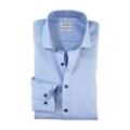 Businesshemd OLYMP "Level Five body fit", Herren, Gr. 37, N-Gr, blau (bleu), Web, Obermaterial: 97% Baumwolle, 3% Elastolefin, casual, Langarm 2-Knopf-Manschette, Hemden