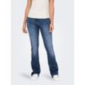 Bootcut-Jeans ONLY "ONLBLUSH MID FLARED DNM TAI305 NOOS" Gr. XS (34), Länge 30, blau (medium blau denim), Damen, Denim/Jeans, Obermaterial: 92% Baumwolle, 6% Elastomultiester, 2% Elasthan, unifarben, Jeans