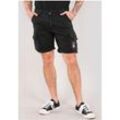 Cargoshorts ALPHA INDUSTRIES "Crew Short Patch" Gr. 28, N-Gr, schwarz, Herren, Web, Obermaterial: 98% Baumwolle, 2% Elasthan, unifarben, Hosen