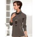 Rollkragenshirt CASUAL LOOKS "Rollkragen-Shirt" Gr. 36, grau (taupe), Damen, 50% Baumwolle, 50% Modal, unifarben, Shirts