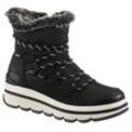 Winterboots TOM TAILOR, Damen, Gr. 37, schwarz, Nubuklederimitat, Textil, Synthetik, sportlich, Schuhe Schnürboots Winterboots Snowboots, mit Fellimitat-Kragen