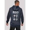 Kapuzenpullover F4NT4STIC "Kiss Rock Music Band Made For Lovin' You", Herren, Gr. M, blau (navy), Obermaterial: 65% Baumwolle, 35% Polyester, casual, slim fit, Langarm, Pullover, Premium Qualität, Band, Logo