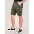 Cargoshorts ALPHA INDUSTRIES "Crew Short Patch" Gr. 30, N-Gr, grün (schwarz olive), Herren, Web, Obermaterial: 98% Baumwolle, 2% Elasthan, unifarben, Hosen