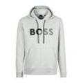 Kapuzensweatshirt BOSS GREEN "Soody Tape Logo", Herren, Gr. L, light, pastel grau054, Sweatware, Obermaterial: 73% Baumwolle, 22% Polyester, 5% Elasthan, gestreift, casual, regular fit, Langarm Bündchen, Sweatshirts, mit modischen Logo-Print