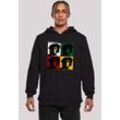 Kapuzenpullover F4NT4STIC "Bob Marley Reggae Music Colour Blocks", Herren, Gr. L, schwarz, Obermaterial: 65% Baumwolle, 35% Polyester, casual, slim fit, Langarm, Pullover, Premium Qualität, Band, Logo