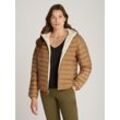 Steppjacke TOMMY HILFIGER "REVERSIBLE LW PADDED JACKET", Damen, Gr. L (40), beige (safari canvas), Web, Obermaterial: 100% Polyester, unifarben, casual, normal hüftlang, Langarm elastischer Bund, Jacken, mit reversible Tragemöglichkeit, leichte Wattierung, Logo-Patch