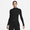 Nike Sportswear Essential geripptes Longsleeve mit Stehkragen für Damen - Schwarz