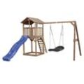 Beach Tower Spielturm mit Roxy Nest Schaukel Braun - Blaue Rutsche