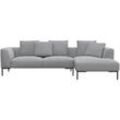 Ecksofa FLEXLUX "Sava Designsofa, bequem und komfortabel, L-Form", grau (sophisto grau), B:329cm H:94cm T:166cm, 100% Polyester, Sofas, Taschenferderkern-Sitz mit Kaltschaum, lose Rücken- & Dekokissen