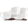 Konsimo - reseda Kaffeeservice Espresso-Set für 6 Personen 13tlg Porzellan, weiß